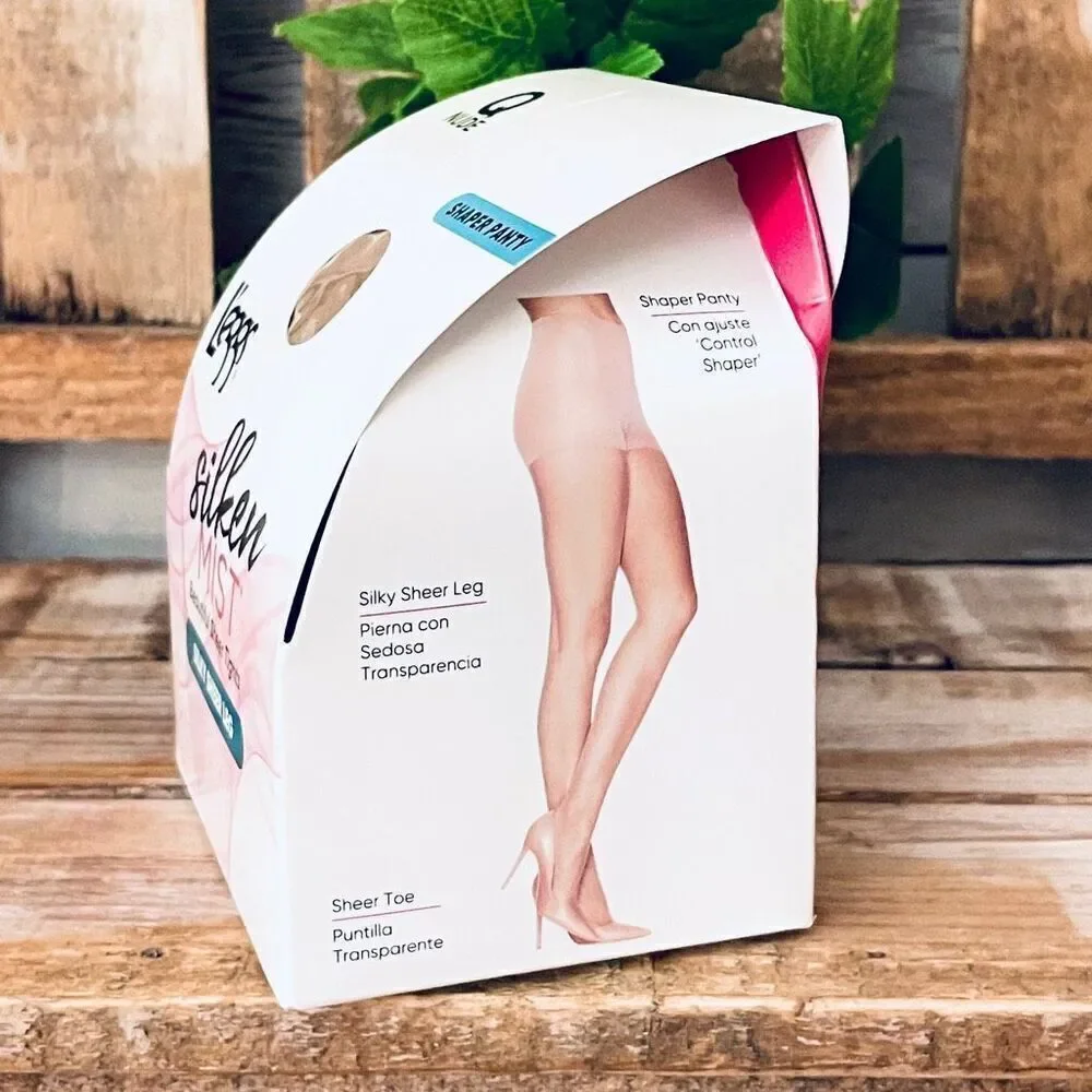 NWT 2 L'eggs NUDE Q+ Silken Mist Shaper Panty Silky Sheer Leg Pantyhose Tights